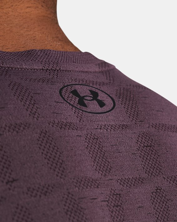 男士UA Seamless Ripple短袖T恤 in Purple image number 3